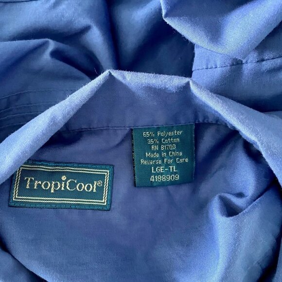 Tropicool Blue Short Sleeve Shirt 4 Pockets Embroidered Mens Large - Picture 8 of 11